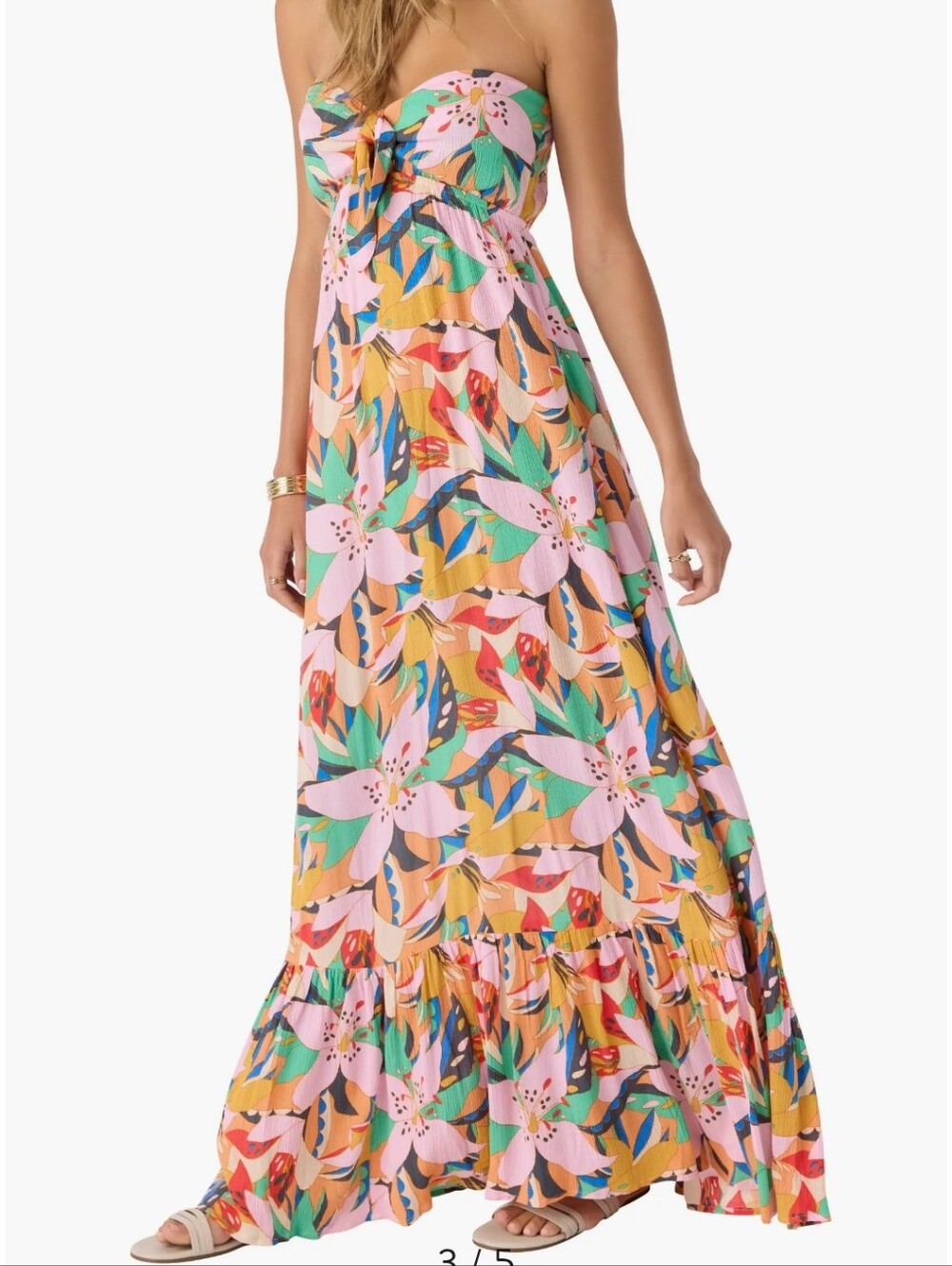 Oniell Isadora Floral Multi-Color Strapless Maxi Dress Size XXL Nwt.
